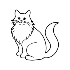Obraz premium Long Haired Cat Grooming Line Drawing