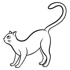 Stretching Cat Elegant Minimal Line Art