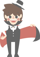 happy halloween holiday festival with boy wearing vampire costume, flat png illustration cartoon character design