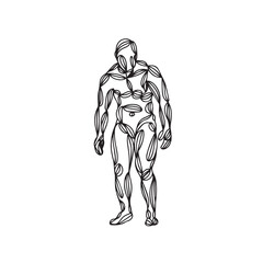 Simple standing male figure outline – standing man silhouette – standing man vector – standing man doodle – standing pose illustration – standing man line art

