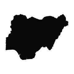 Obraz premium Nigeria map silhouette vector art black illustration isolated on a white background