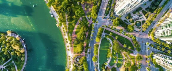 Obraz premium Aerial View or Miami Beach, Highrises and South Point Park in Miami, Florida. and South Point Park in Miami, Florida. 