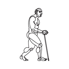 Obraz premium Walking male vector contour – walking man silhouette – walking man vector – walking man doodle – walk illustration – walking man line art