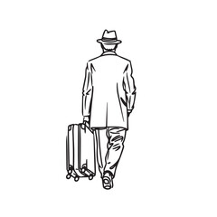 Calm walk posture outline – walking man silhouette – walking man vector – walking man doodle – walk illustration – walking man line art

