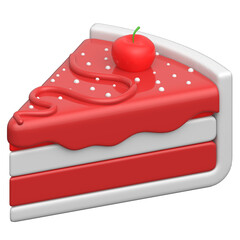Cherry Cake 3D icon on transparent