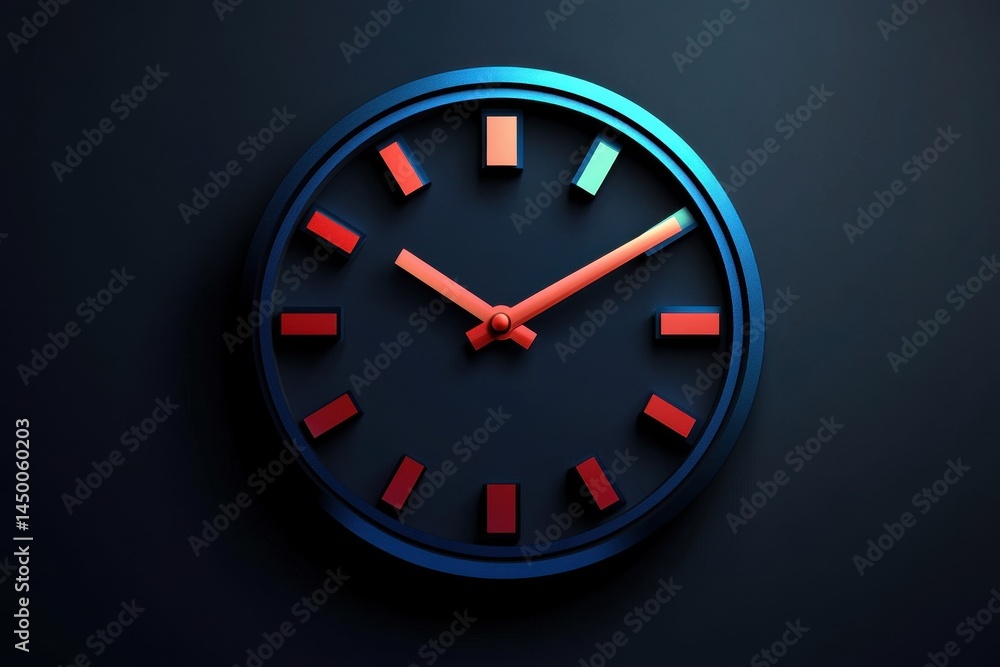 Poster modern abstract clock design featuring bold colors and sleek lines for digital display, abstract ana