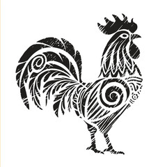Decorative Rooster with Ethnic Tribal Style