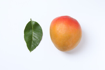 mango with leaves on a white background