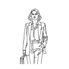 Lady in formal suit vector sketch – business woman silhouette – business woman vector – business woman doodle – office illustration – business woman line art

