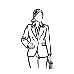 Corporate woman line figure vector – business woman silhouette – business woman vector – business woman doodle – office illustration – business woman line art

