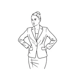 Lady boss silhouette vector line – business woman silhouette – business woman vector – business woman doodle – office illustration – business woman line art

