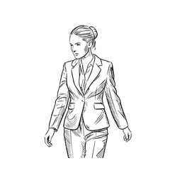 Stylish executive woman silhouette – business woman silhouette – business woman vector – business woman doodle – office illustration – business woman line art

