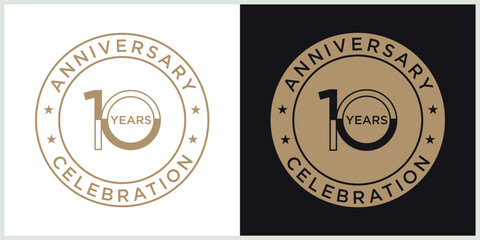 anniversary 10th logotype vector with brown and white color for special celebration day