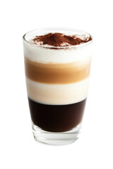 Isolated Layered Coffee Beverage in Glass