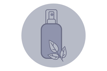 Minimalistic design of beauty product bottle accompanied by delicate leaves