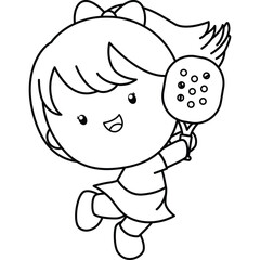 a vector of a padel player in black and white coloring