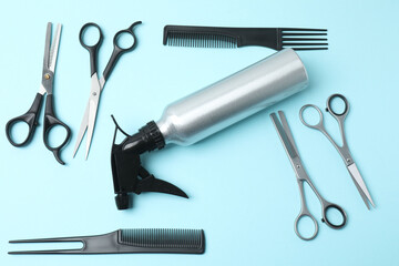 Scissors for hairdressing and hairdressing accessories in the hairdressing salon, Professional...