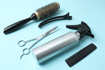 Scissors for hairdressing and hairdressing accessories in the hairdressing salon, Professional...