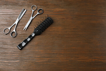 Scissors for hairdressing and hairdressing accessories in the hairdressing salon, Professional...
