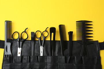 Scissors for hairdressing and hairdressing accessories in the hairdressing salon, Professional...