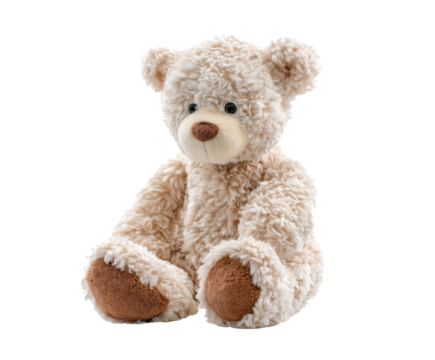 Cute plush teddy bear for children play and decor, cut out