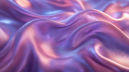 Iridescent Holographic Satin Cloth with Wavy Patterns in Light Blue and Purple – 3D Abstract Background