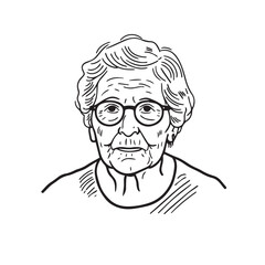 Old Woman Silhouette - Elegant Line Sketch - old woman silhouette - old woman vector - old woman doodle - woman illustration - old woman line art

