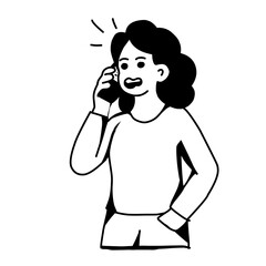 Icon Black and white of woman talking on the phone