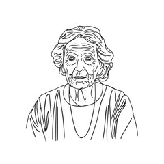 Old Woman Silhouette - Artistic Line Sketch - old woman silhouette - old woman vector - old woman doodle - woman illustration - old woman line art

