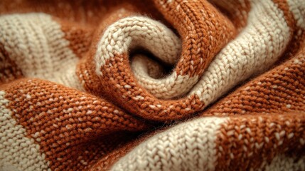 Fototapeta premium Close-up view of a textured, striped knitted fabric.