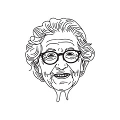 Old Woman Silhouette - Vintage Line Illustration - old woman silhouette - old woman vector - old woman doodle - woman illustration - old woman line art

