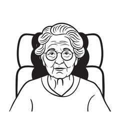 Old Woman Silhouette - Simple Monoline Sketch - old woman silhouette - old woman vector - old woman doodle - woman illustration - old woman line art

