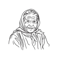 Old Woman Silhouette - Vintage Vector Art - old woman silhouette - old woman vector - old woman doodle - woman illustration - old woman line art

