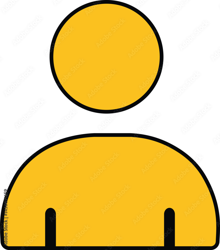 Poster flat yellow user avatar icon representing profile, account, person, user identification, and digital