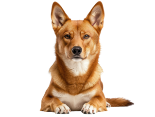 Playful Corgi lying down in a cozy indoor setting for pet lovers, cut out