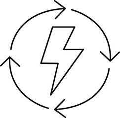 lightning,recycle,energy modern flat icon for sustainable power design vector graphic for eco tech