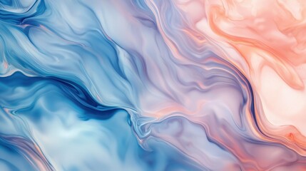 Soft pastel marble texture creating a serene and calming background with delicate swirls of blue and peach hues, ideal for creative projects or digital designs