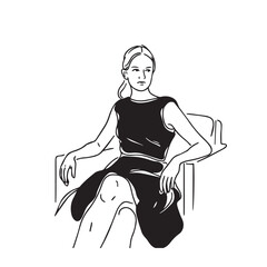 Sitting Woman Silhouette - Stylish Female Sketch Drawing - sitting woman silhouette - sitting woman vector - sitting woman doodle - woman illustration - sitting woman line art

