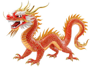 Isolated Golden Chinese Dragon