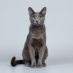 Minimalist Russian Blue Studio Portrait