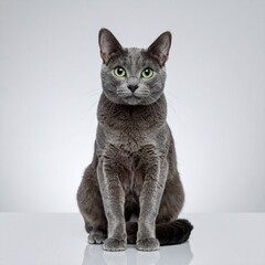 Minimalist Russian Blue Studio Portrait