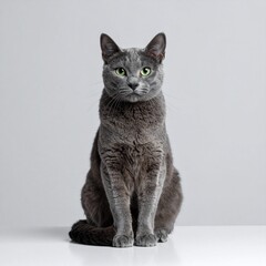 Minimalist Russian Blue Studio Portrait