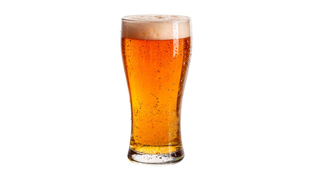refreshment minimalistic glass of beer  isolated on transparent background