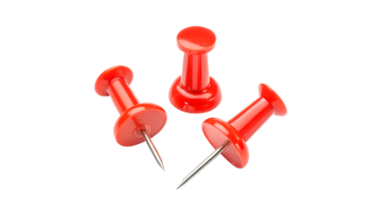 Red push pin set  isolated on transparent background
