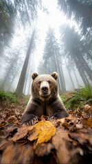 Brown bear in autumn forest (1)