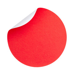 Blank red round adhesive paper sticker label isolated on white background 