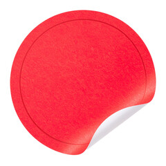 Blank red round adhesive paper sticker label isolated on white background 