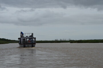 Fototapeta premium boat on the river, tourism