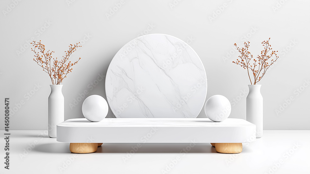 Poster Modern minimalist table display with simple decor elements