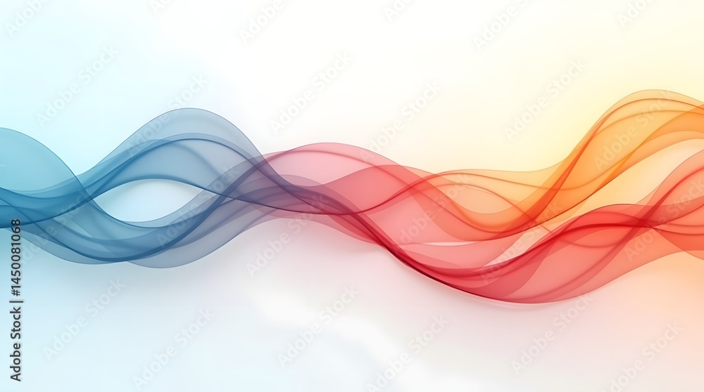 Poster a dynamic wave pattern in blue, red, and orange tones, creating an energetic and fluid design.